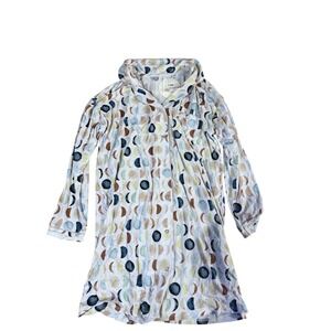 Little Sleepies Lunas Moon Phase Bamboo Pajama Dress White L NWT Button Front